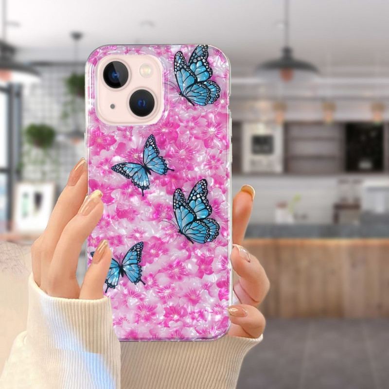 Capa Para iPhone 15 Plus Flores E Borboletas