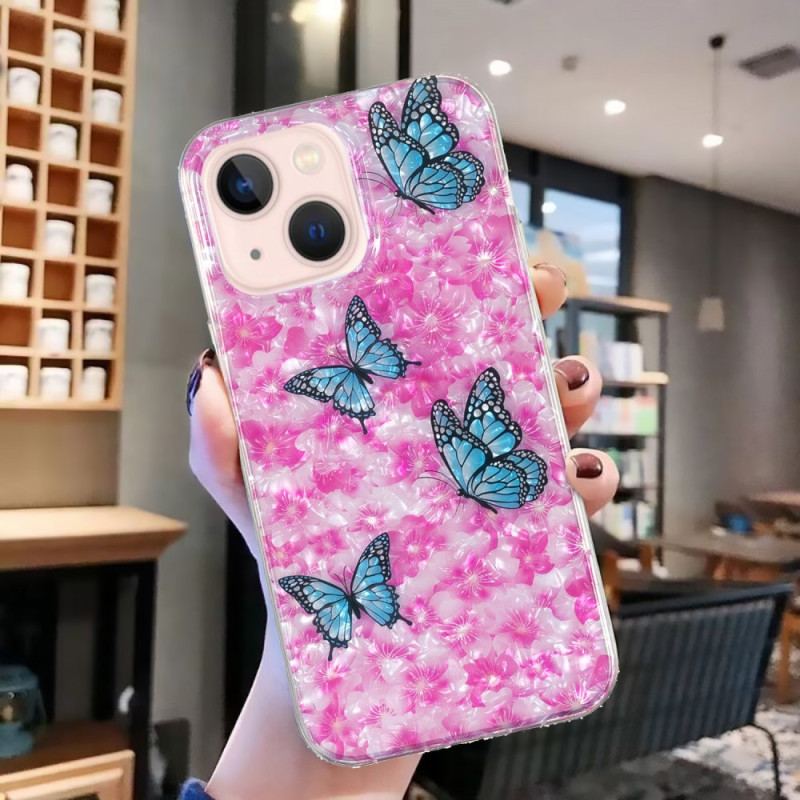 Capa Para iPhone 15 Plus Flores E Borboletas