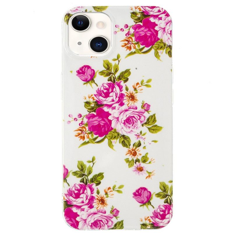 Capa Para iPhone 15 Plus Flores Fluorescentes