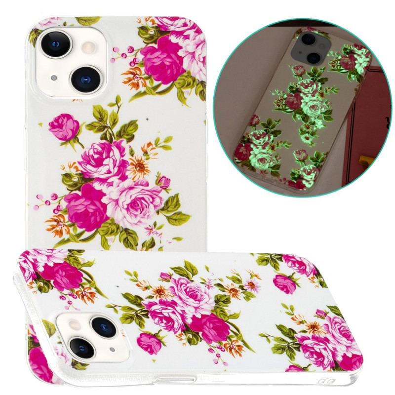 Capa Para iPhone 15 Plus Flores Fluorescentes