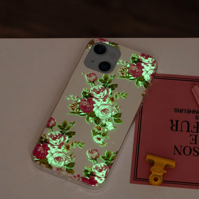 Capa Para iPhone 15 Plus Flores Fluorescentes