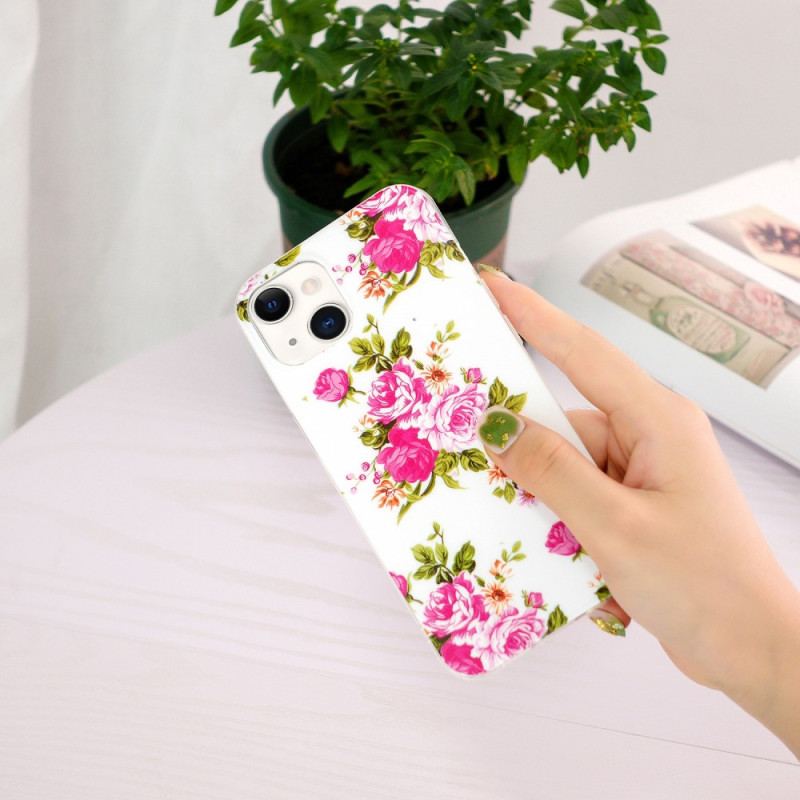 Capa Para iPhone 15 Plus Flores Fluorescentes