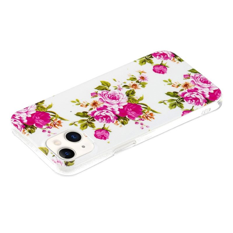 Capa Para iPhone 15 Plus Flores Fluorescentes