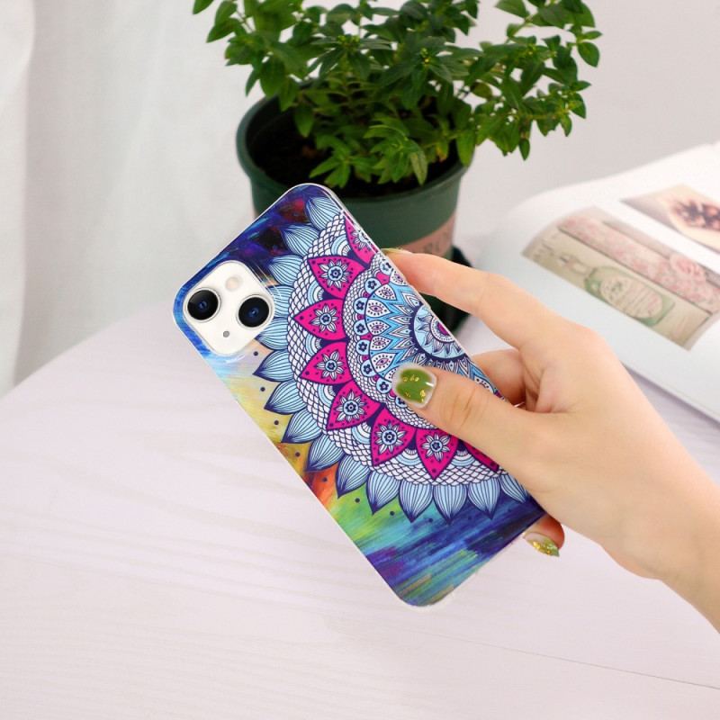 Capa Para iPhone 15 Plus Mandala Fluorescente