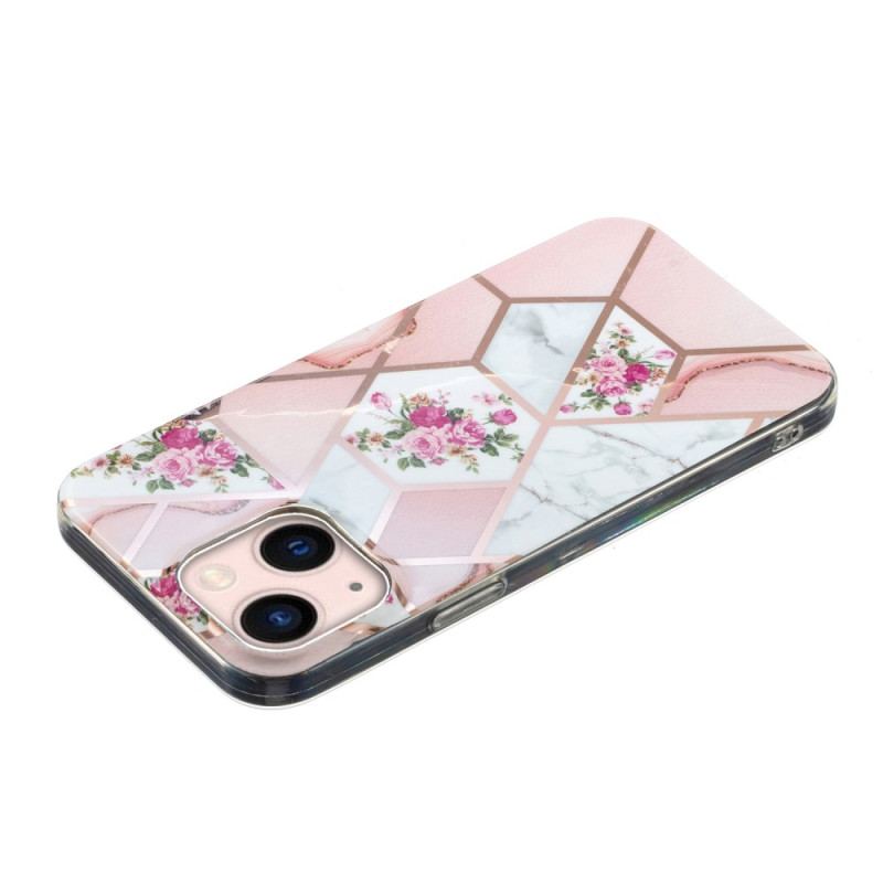 Capa Para iPhone 15 Plus Mármore Floral