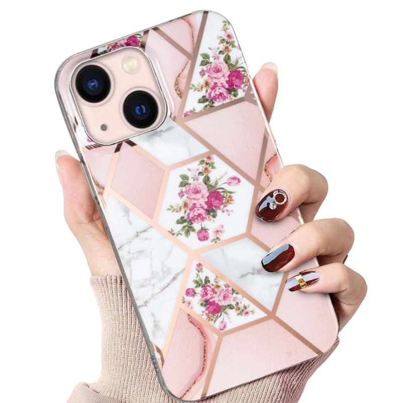 Capa Para iPhone 15 Plus Mármore Floral