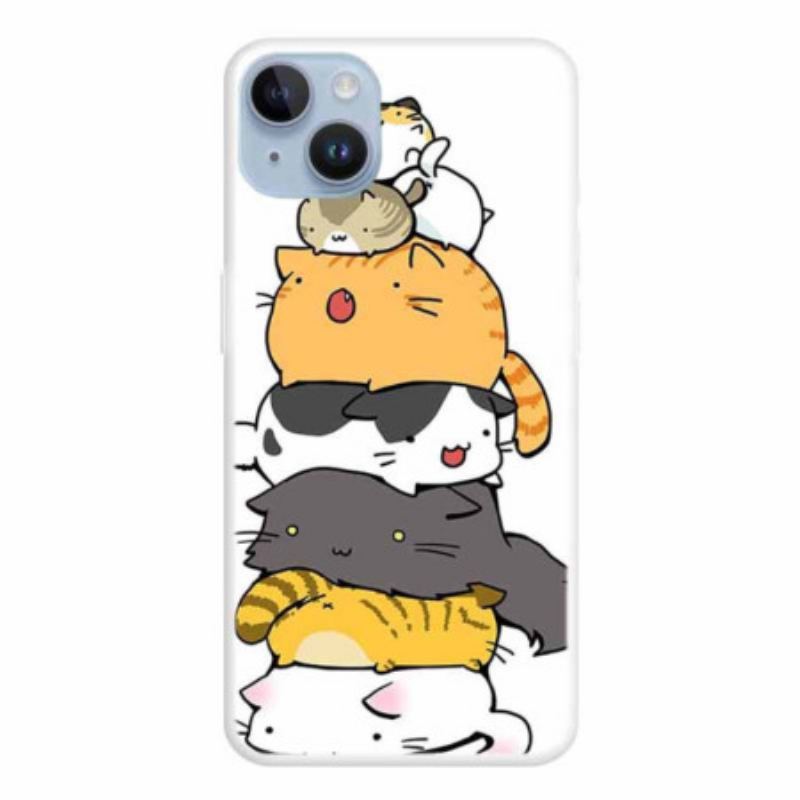 Capa Para iPhone 15 Plus Pilha De Gatos