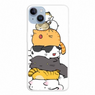 Capa Para iPhone 15 Plus Pilha De Gatos