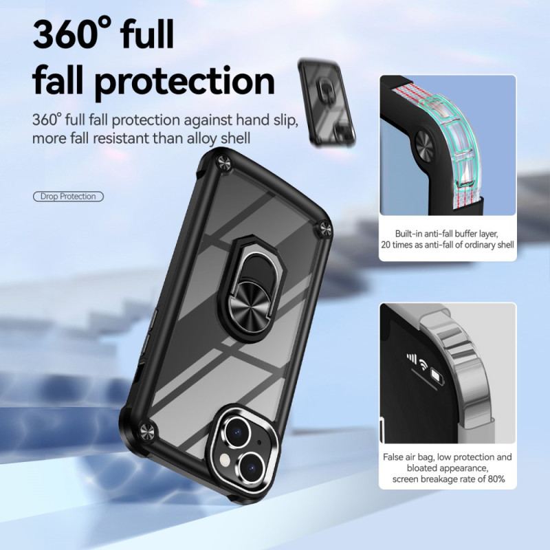 Capa Para iPhone 15 Plus Transparente Com Anel De Suporte