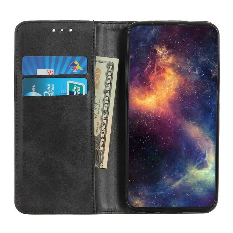 Capa De Celular Para iPhone 13 Pro Max Flip Couro Rachado De Lichia