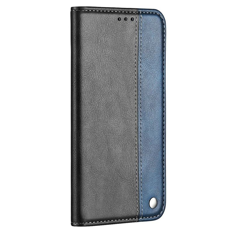 Capa De Celular Para iPhone 13 Pro Max Flip Efeito De Couro De Dois Tons