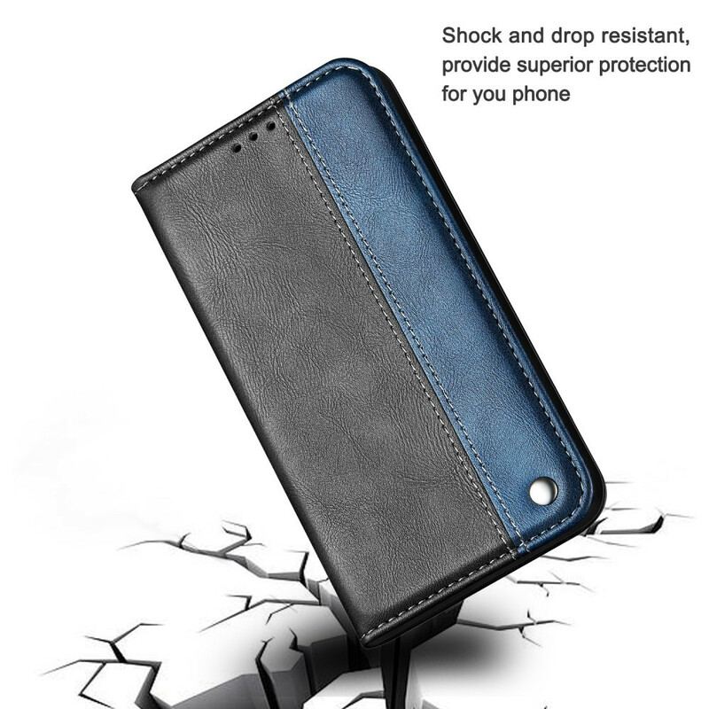 Capa De Celular Para iPhone 13 Pro Max Flip Efeito De Couro De Dois Tons