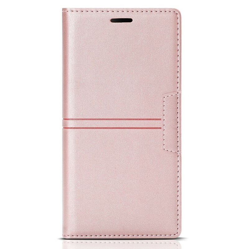 Capa De Celular Para iPhone 13 Pro Max Flip Fecho Magnético Com Costura Estilo Couro