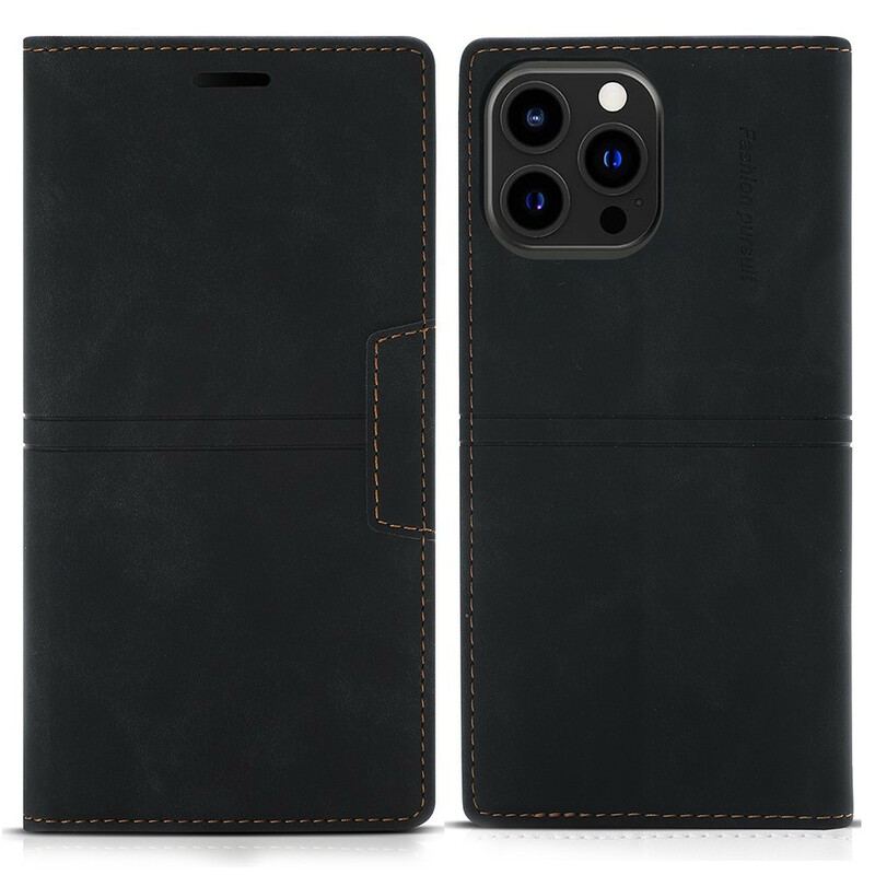 Capa De Celular Para iPhone 13 Pro Max Flip Fecho Magnético Com Costura Estilo Couro