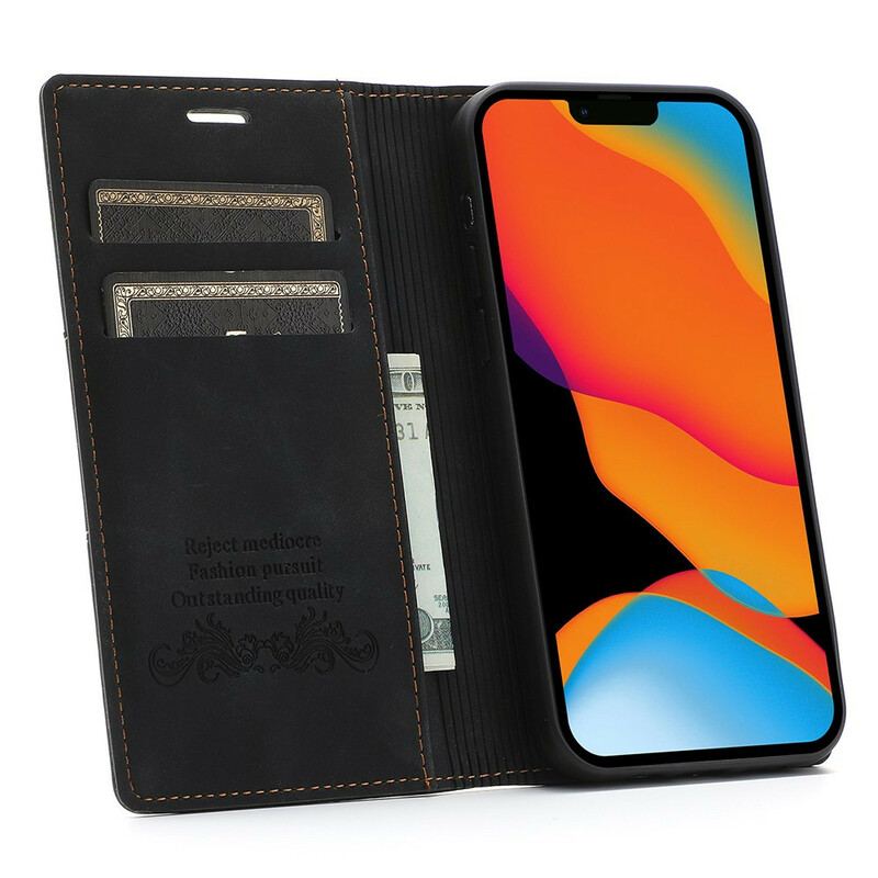 Capa De Celular Para iPhone 13 Pro Max Flip Fecho Magnético Com Costura Estilo Couro