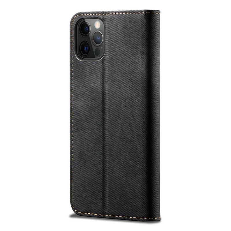 Capa De Celular Para iPhone 13 Pro Max Flip Textura De Jeans De Couro Sintético