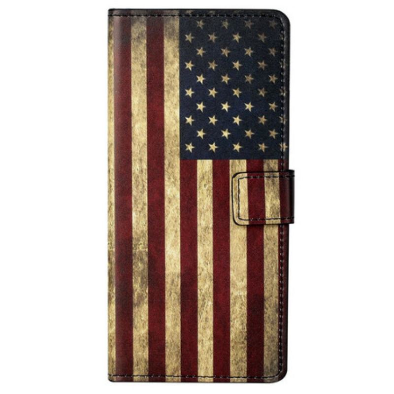 Capa De Couro Para iPhone 13 Pro Max Bandeira Dos Eua