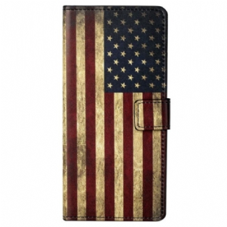 Capa De Couro Para iPhone 13 Pro Max Bandeira Dos Eua