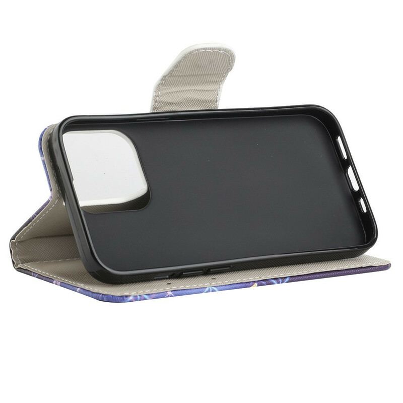 Capa De Couro Para iPhone 13 Pro Max Borboletas Modernas