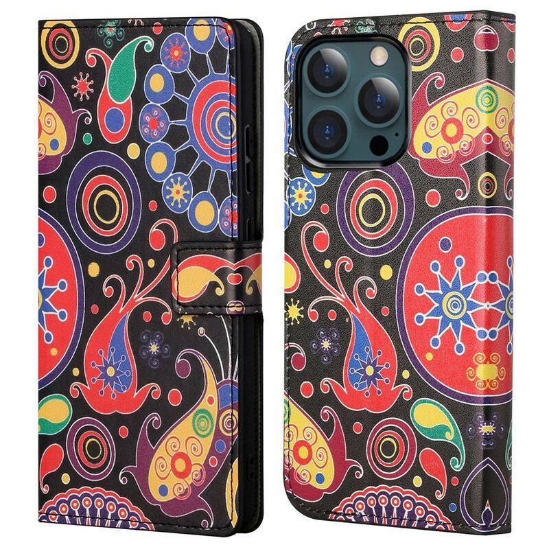 Capa De Couro Para iPhone 13 Pro Max Design Da Galáxia