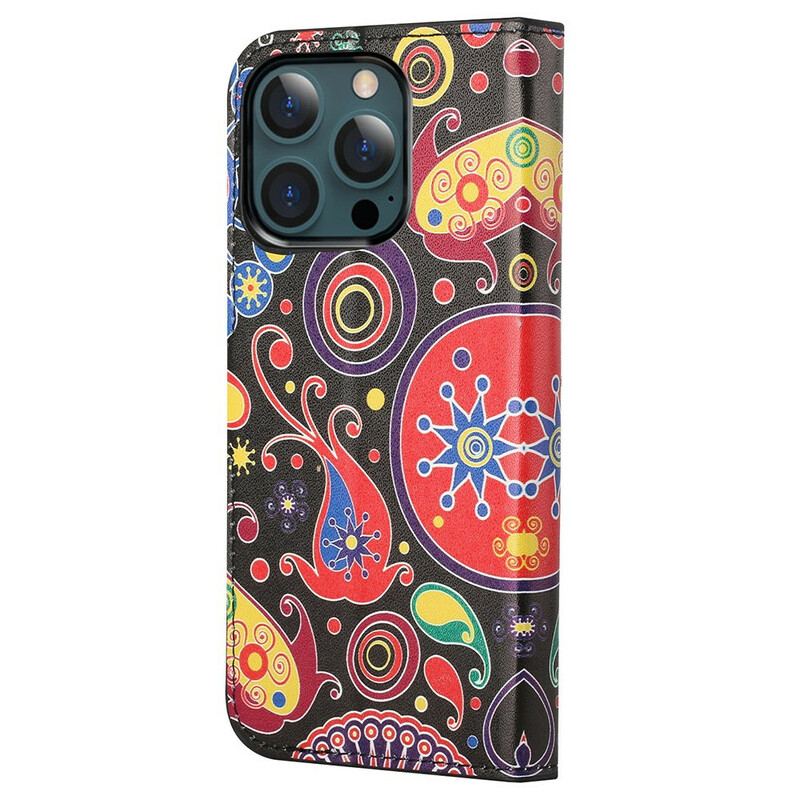 Capa De Couro Para iPhone 13 Pro Max Design Da Galáxia