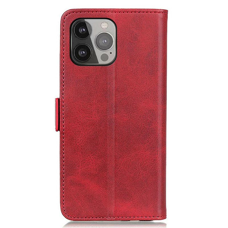 Capa De Couro Para iPhone 13 Pro Max Flip Aba Dupla