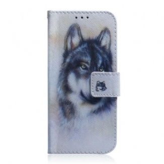 Capa De Couro Para iPhone 13 Pro Max Olhar Canino