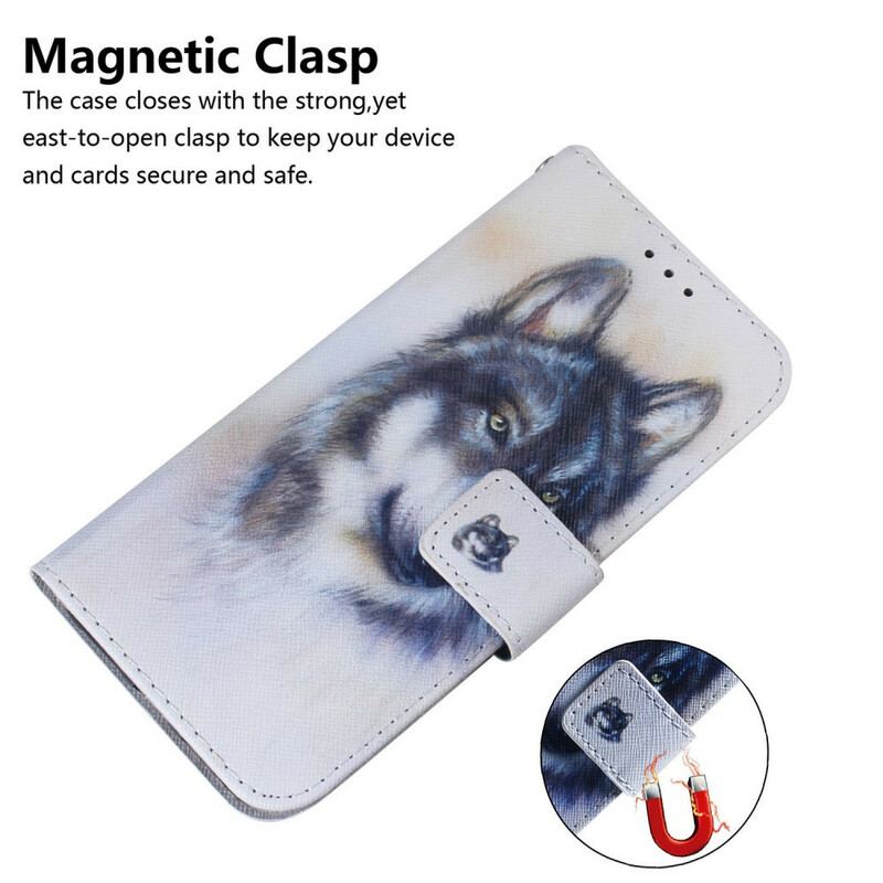 Capa De Couro Para iPhone 13 Pro Max Olhar Canino