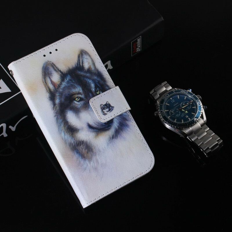 Capa De Couro Para iPhone 13 Pro Max Olhar Canino