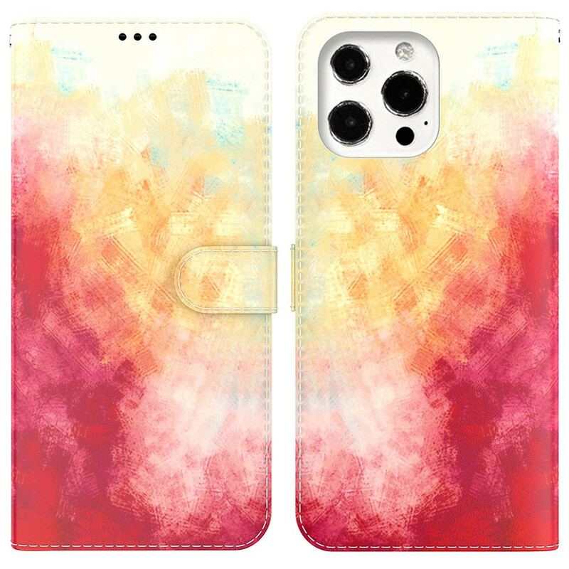 Capa Em Pele Para iPhone 13 Pro Max Aquarela