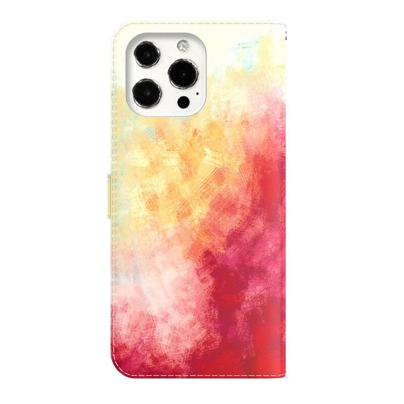 Capa Em Pele Para iPhone 13 Pro Max Aquarela