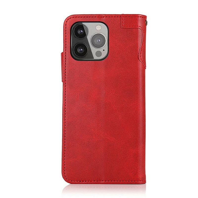 Capa Em Pele Para iPhone 13 Pro Max Botão Magnético Khazneh