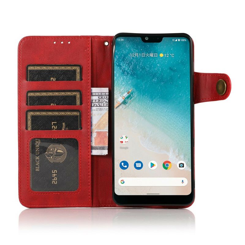 Capa Em Pele Para iPhone 13 Pro Max Botão Magnético Khazneh