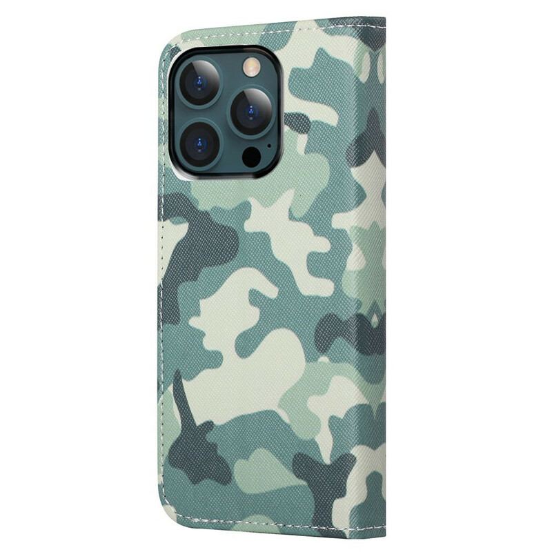 Capa Em Pele Para iPhone 13 Pro Max Camuflagem Militar