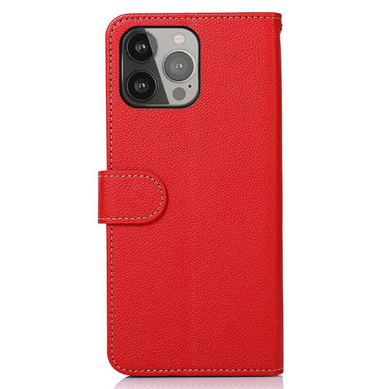 Capa Em Pele Para iPhone 13 Pro Max Estilo Lichia Rfid Khazneh