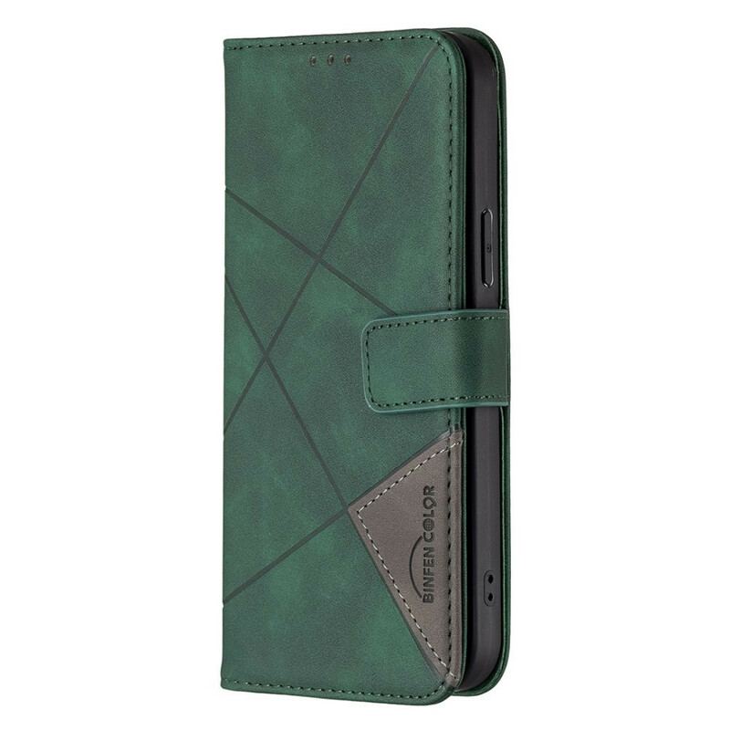 Capa Em Pele Para iPhone 13 Pro Max Triângulos De Cores Binfen