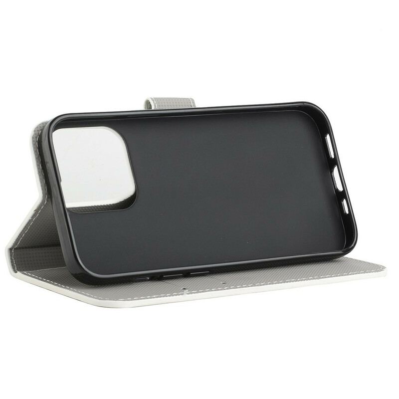 Capa Flip Para iPhone 13 Pro Max Borboleta Azul