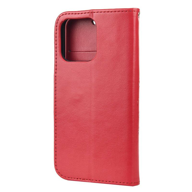 Capa Flip Para iPhone 13 Pro Max Borboletas Ao Vento