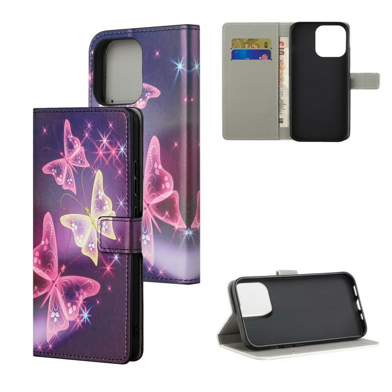 Capa Flip Para iPhone 13 Pro Max Borboletas Insanas