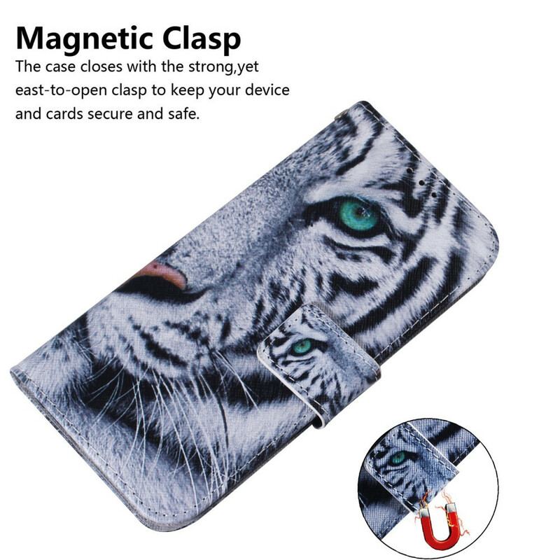 Capa Flip Para iPhone 13 Pro Max Cara De Tigre