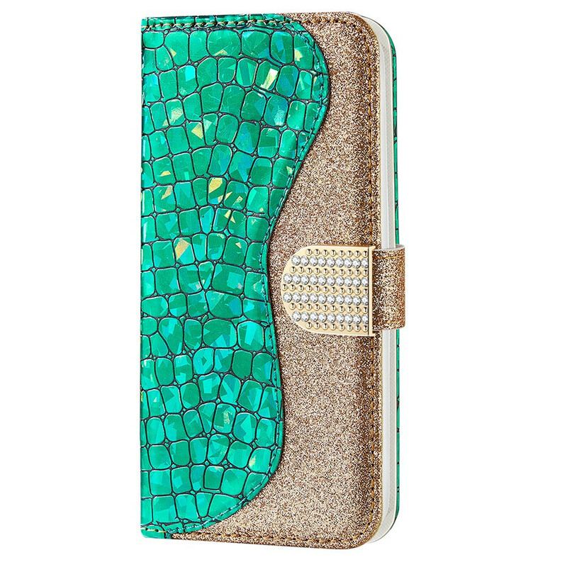 Capa Flip Para iPhone 13 Pro Max Diamantes De Crocodilo