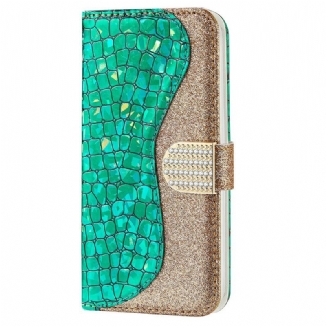 Capa Flip Para iPhone 13 Pro Max Diamantes De Crocodilo