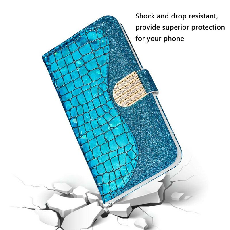 Capa Flip Para iPhone 13 Pro Max Diamantes De Crocodilo