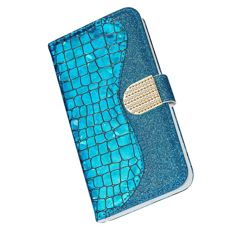 Capa Flip Para iPhone 13 Pro Max Diamantes De Crocodilo