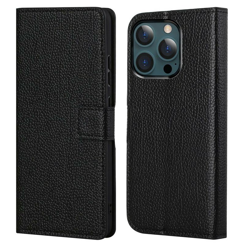 Capa Flip Para iPhone 13 Pro Max Efeito De Couro Granulado De Lichia