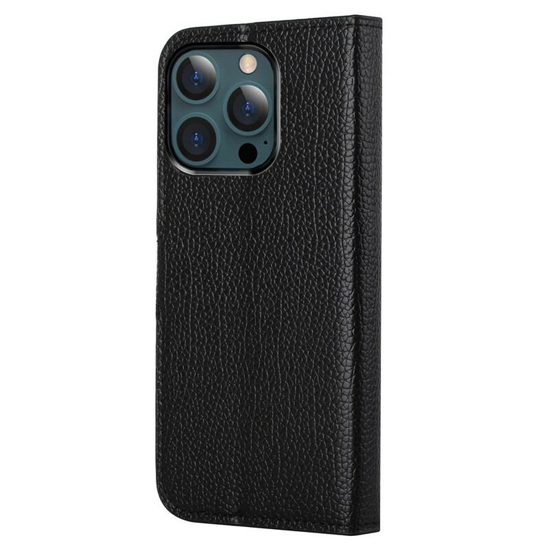 Capa Flip Para iPhone 13 Pro Max Efeito De Couro Granulado De Lichia