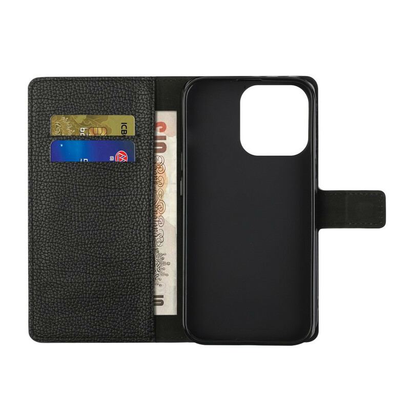 Capa Flip Para iPhone 13 Pro Max Efeito De Couro Granulado De Lichia