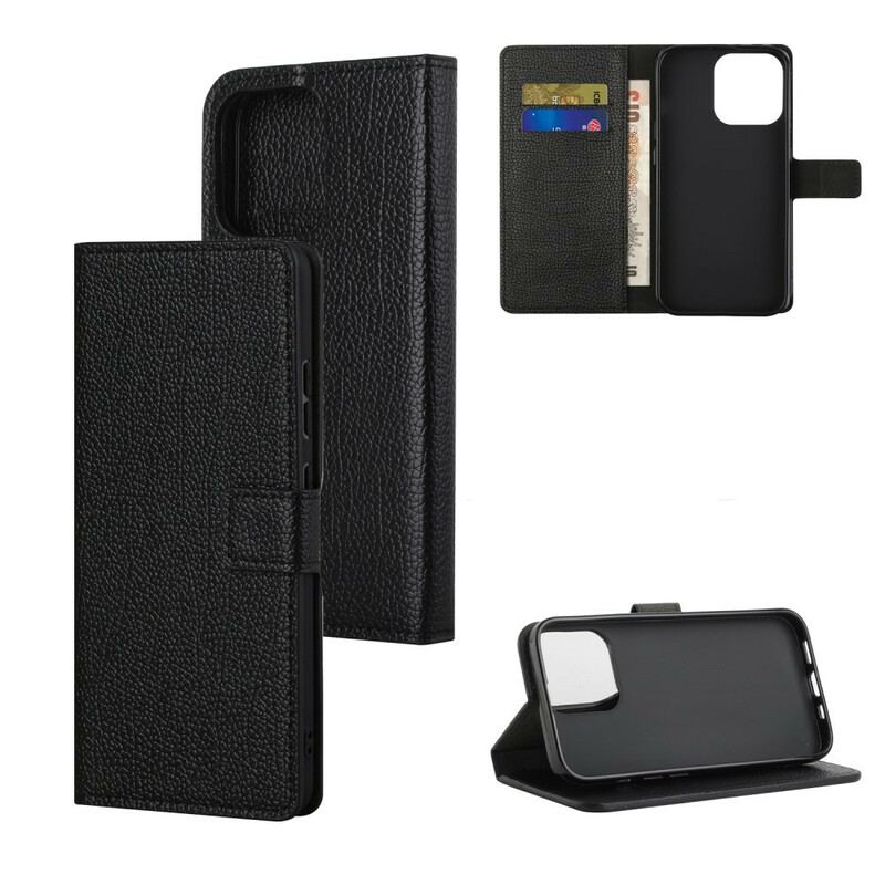 Capa Flip Para iPhone 13 Pro Max Efeito De Couro Granulado De Lichia