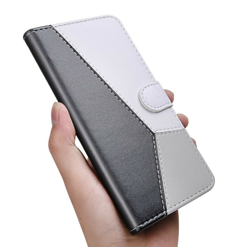 Capa Flip Para iPhone 13 Pro Max Efeito Couro Tricolor