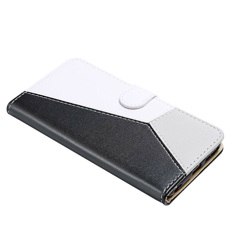 Capa Flip Para iPhone 13 Pro Max Efeito Couro Tricolor